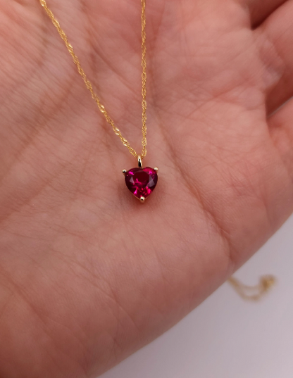 14Kt Gold Ruby Heart Pendant Necklace