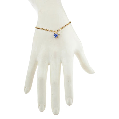 14Kt Yellow Gold Plated Tanzanite & Diamond Devil Heart Bracelet