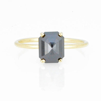 14Kt Gold 1.90 Ct Natural Rose Cut Black Diamond Ring