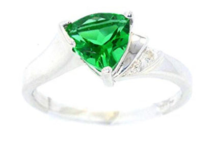 14Kt Gold Emerald & Diamond Trillion Ring