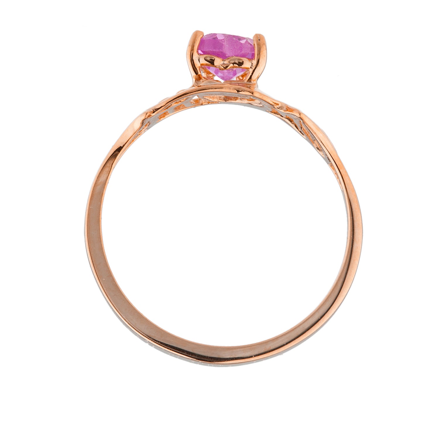 14Kt Gold Pink Sapphire & Diamond Heart Mom Ring