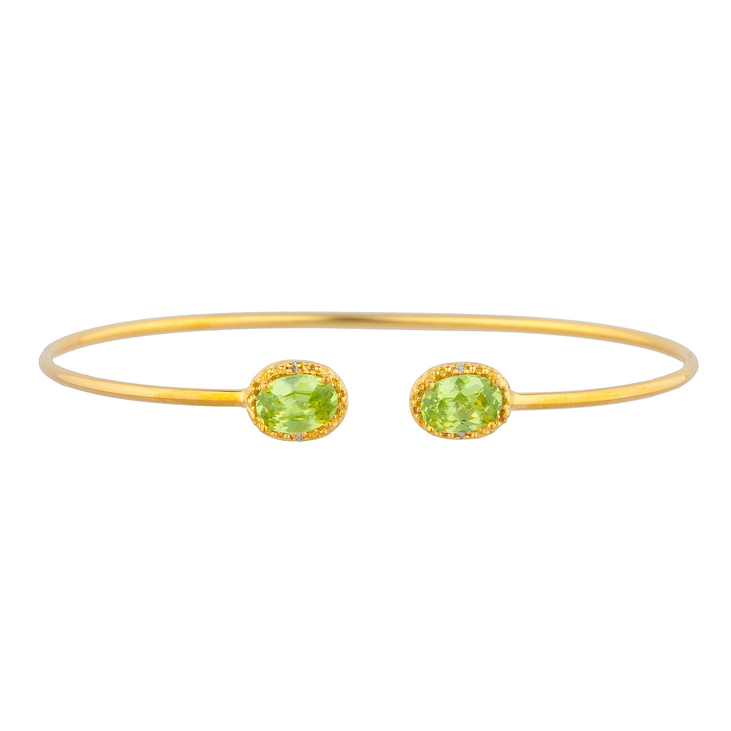 14Kt Gold Peridot & Diamond Oval Bangle Bracelet