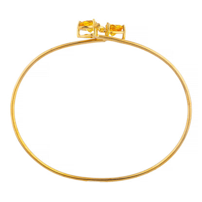 14Kt Gold Yellow Citrine & Diamond Devil Heart Bangle Bracelet