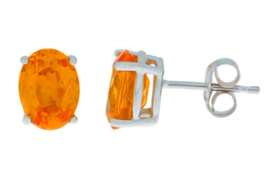 14Kt White Gold Citrine 7x5mm Oval Stud Earrings