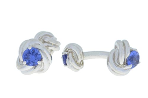 2.5 Ct Tanzanite Knot Cufflinks .925 Sterling Silver Rhodium Finish [Jewelry]