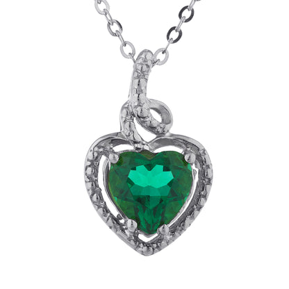 1.5 Ct Emerald Heart Design Pendant .925 Sterling Silver