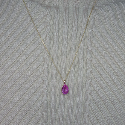 14Kt Gold Pink Sapphire Teardrop Pendant