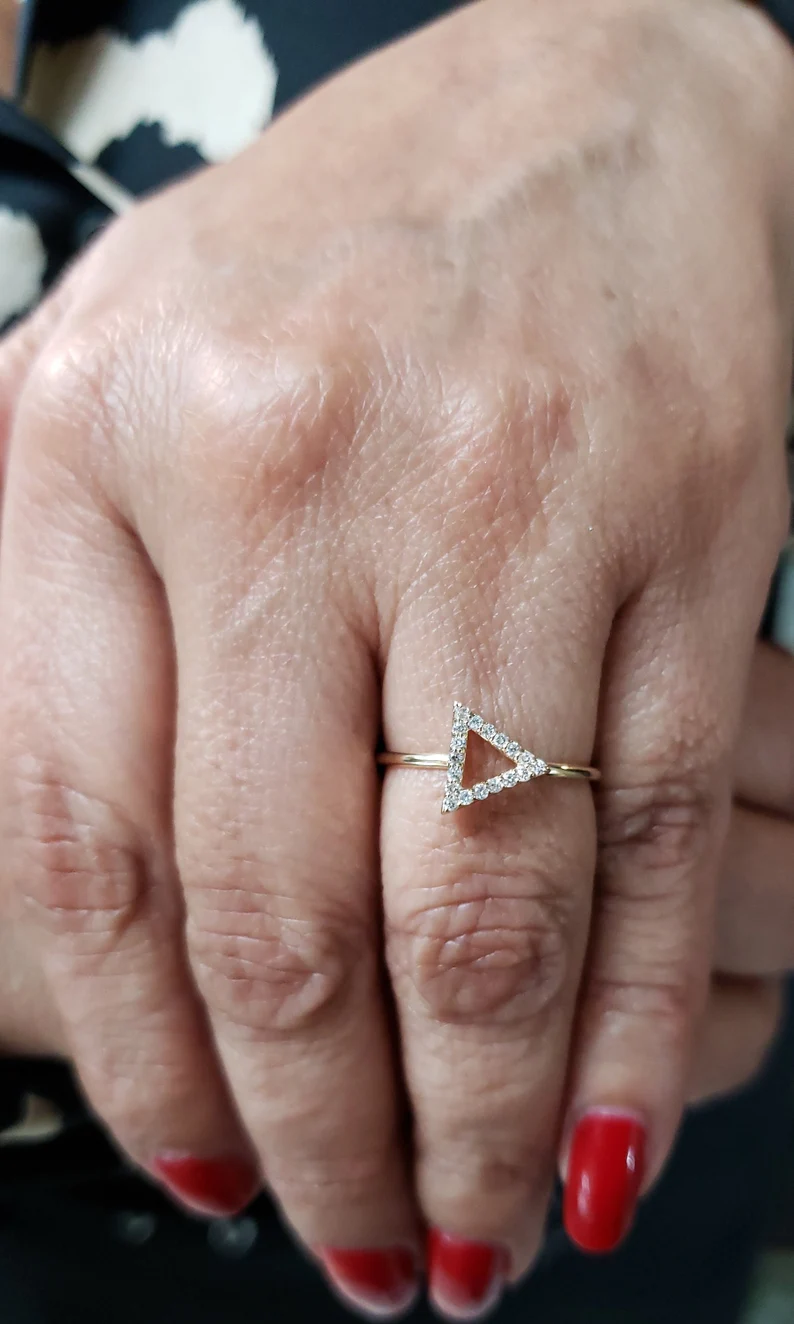 14Kt Gold Lab Grown Open Triangle Diamond Ring