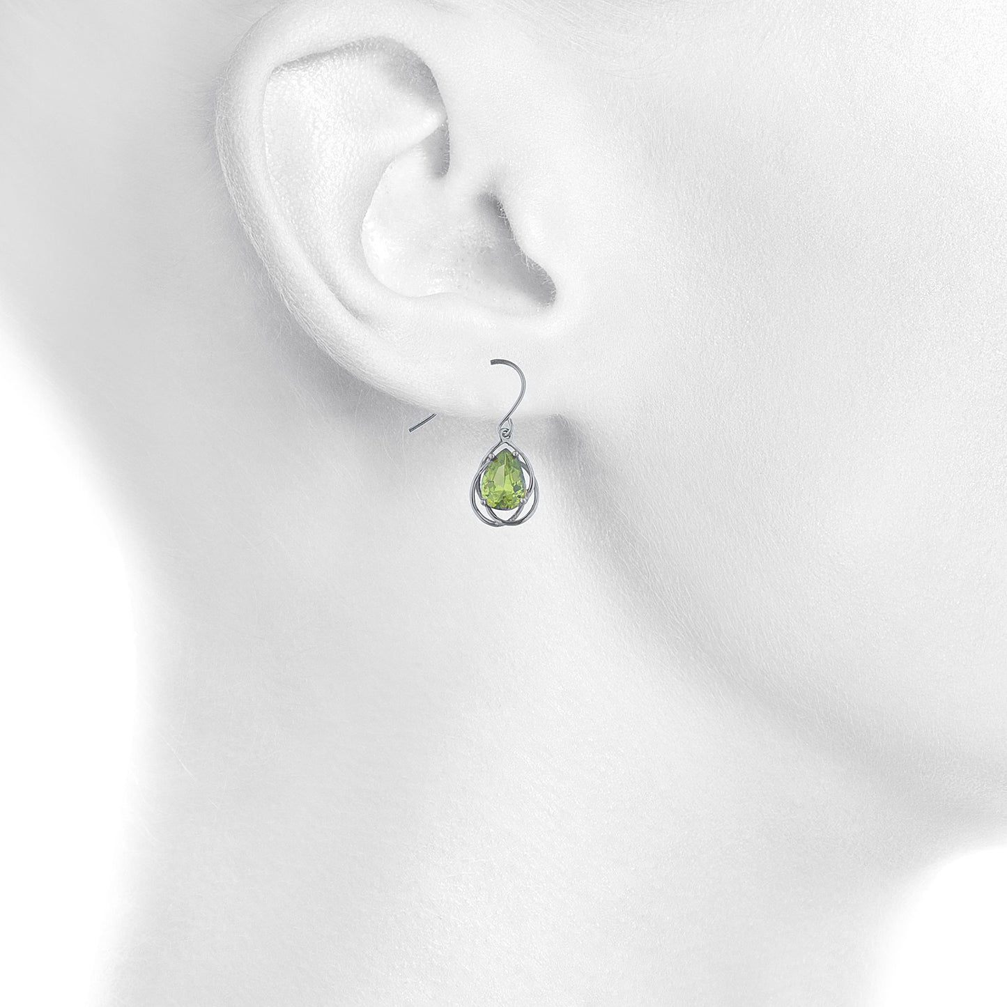 14Kt Gold 4 Ct Peridot Pear Teardrop Design Dangle Earrings