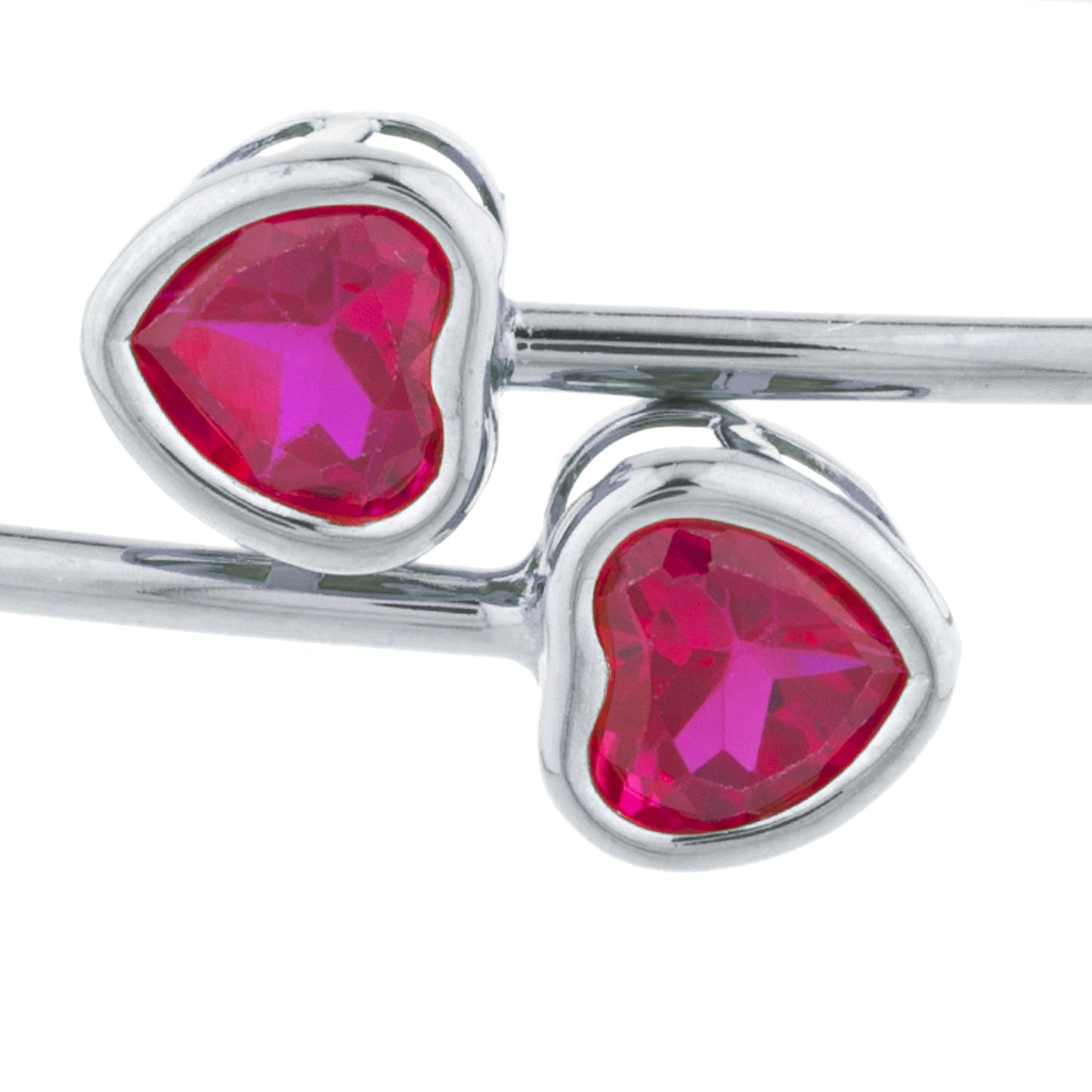 2 Ct Created Ruby Heart Bezel Bangle Bracelet .925 Sterling Silver