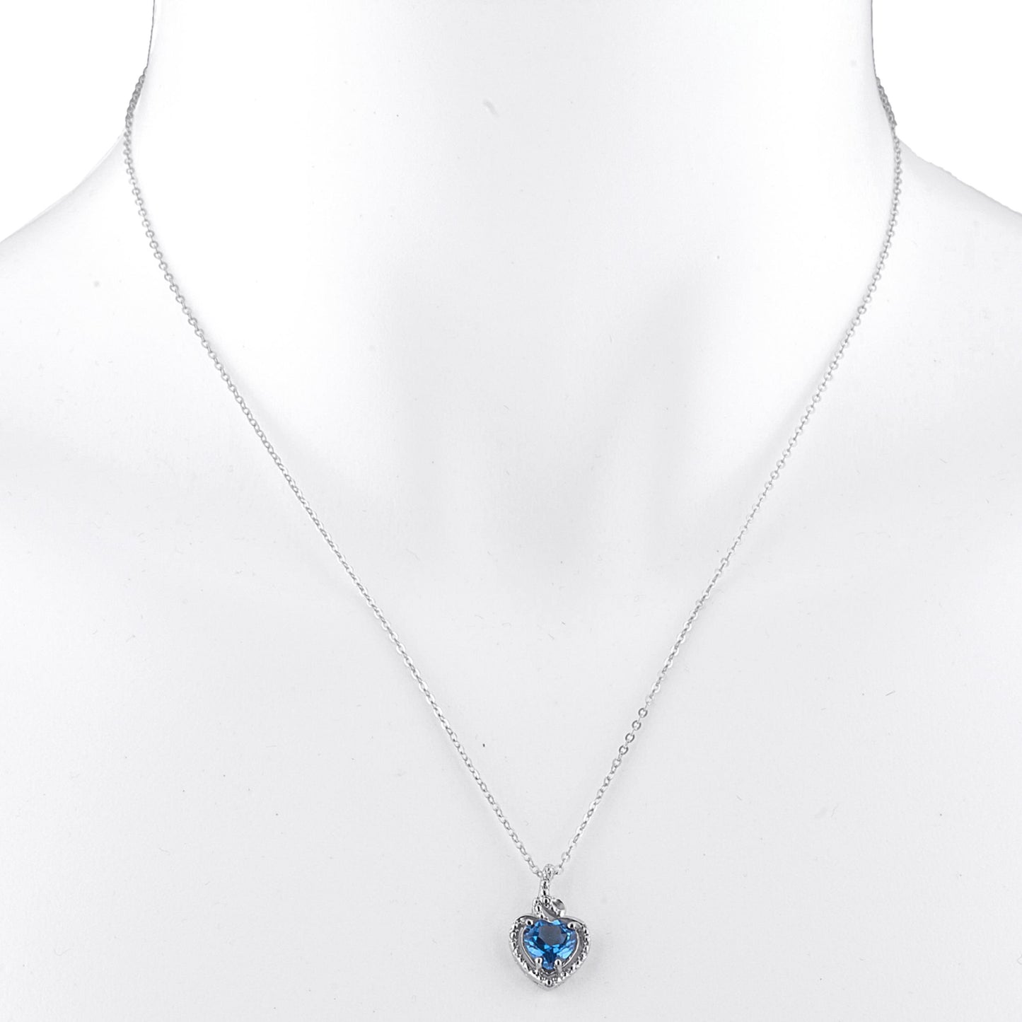 14Kt Gold London Blue Topaz Heart Design Pendant Necklace