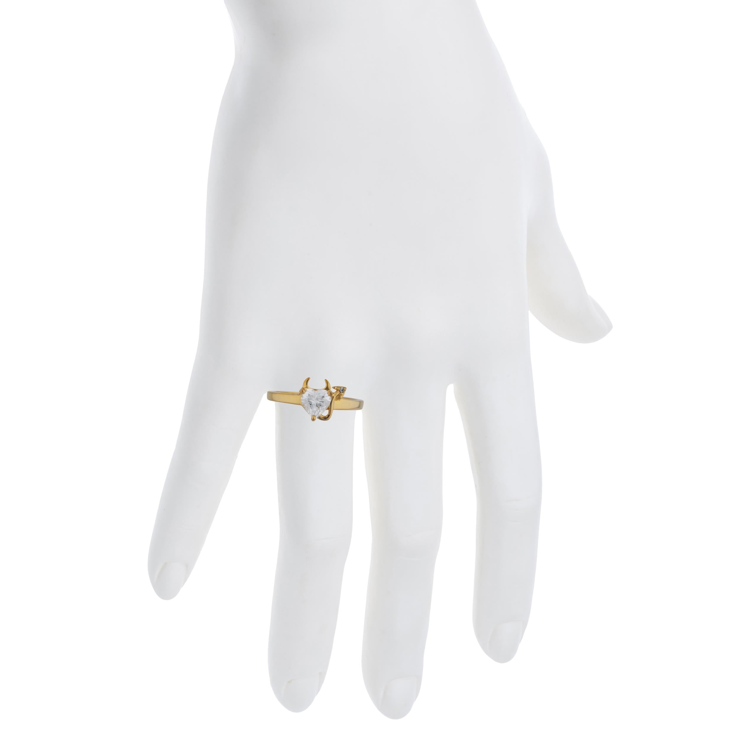 14Kt Gold White Sapphire & Diamond Devil Heart Ring