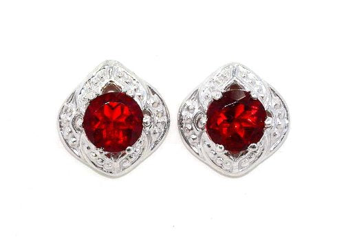 4mm Garnet Round Stud Earrings .925 Sterling Silver