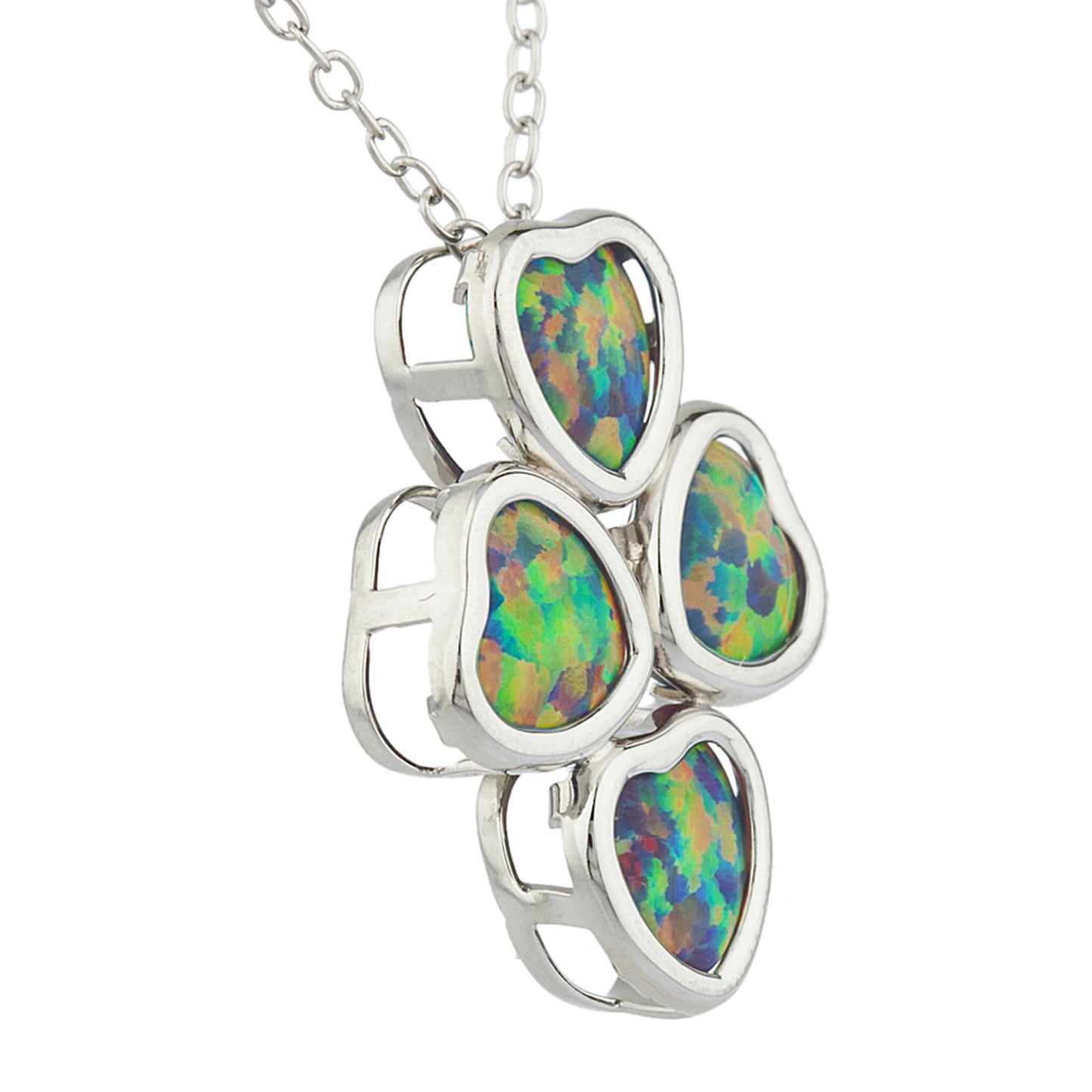 Black Opal Heart Bezel Pendant .925 Sterling Silver