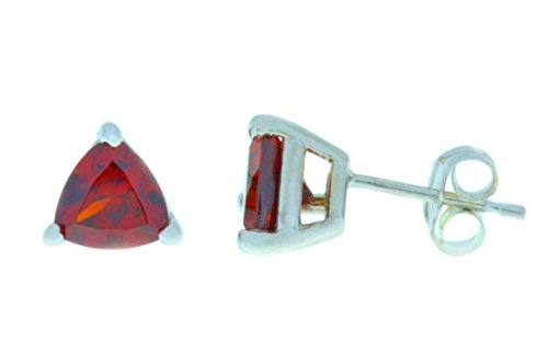 2 Ct Garnet Trillion Stud Earrings 14Kt White Gold