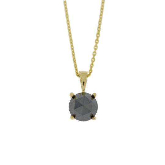 14Kt Gold 0.50 Ct Rose Cut Black Diamond Pendant Necklace