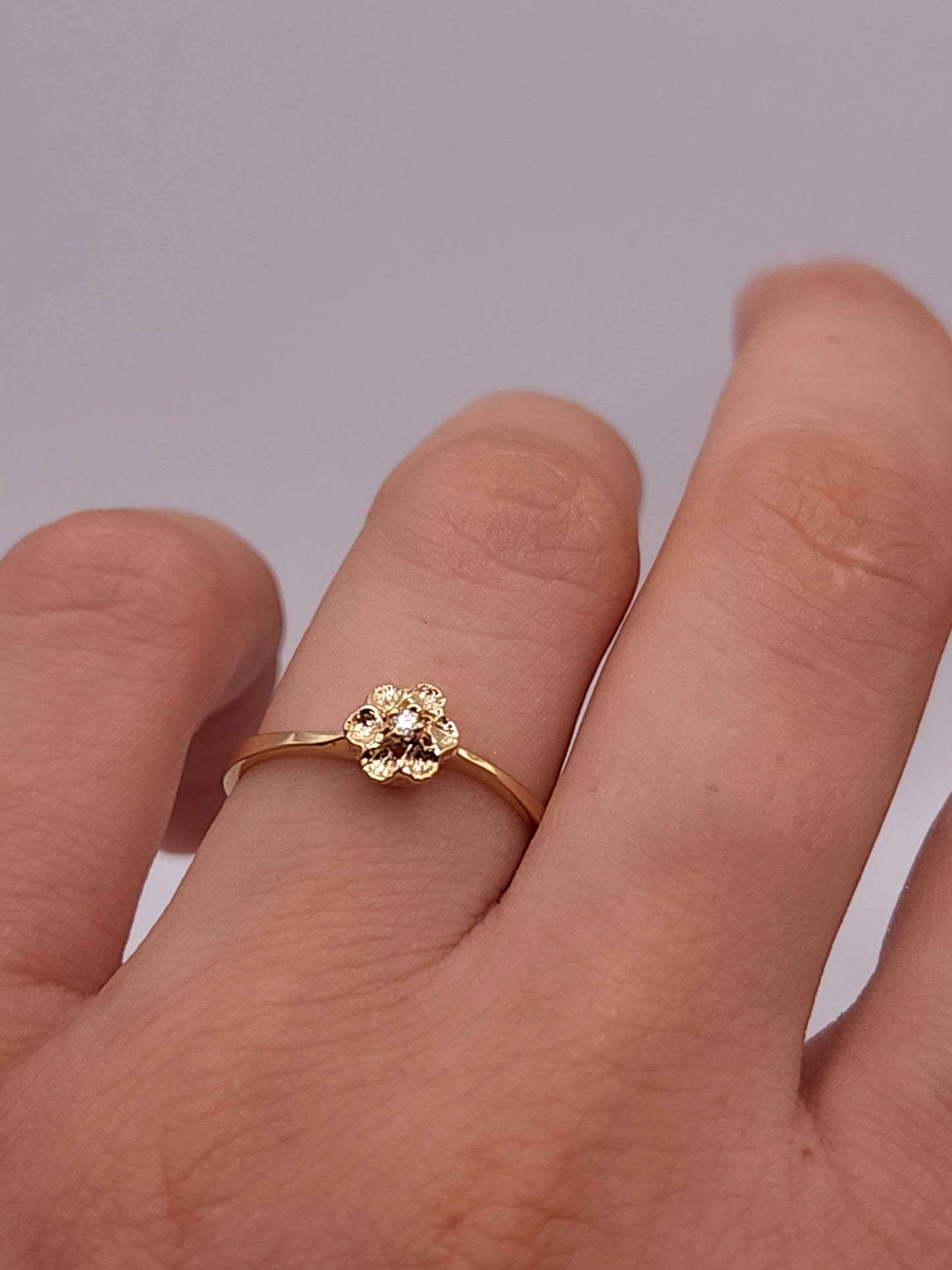 14Kt Gold Genuine Natural Diamond Flower Ring