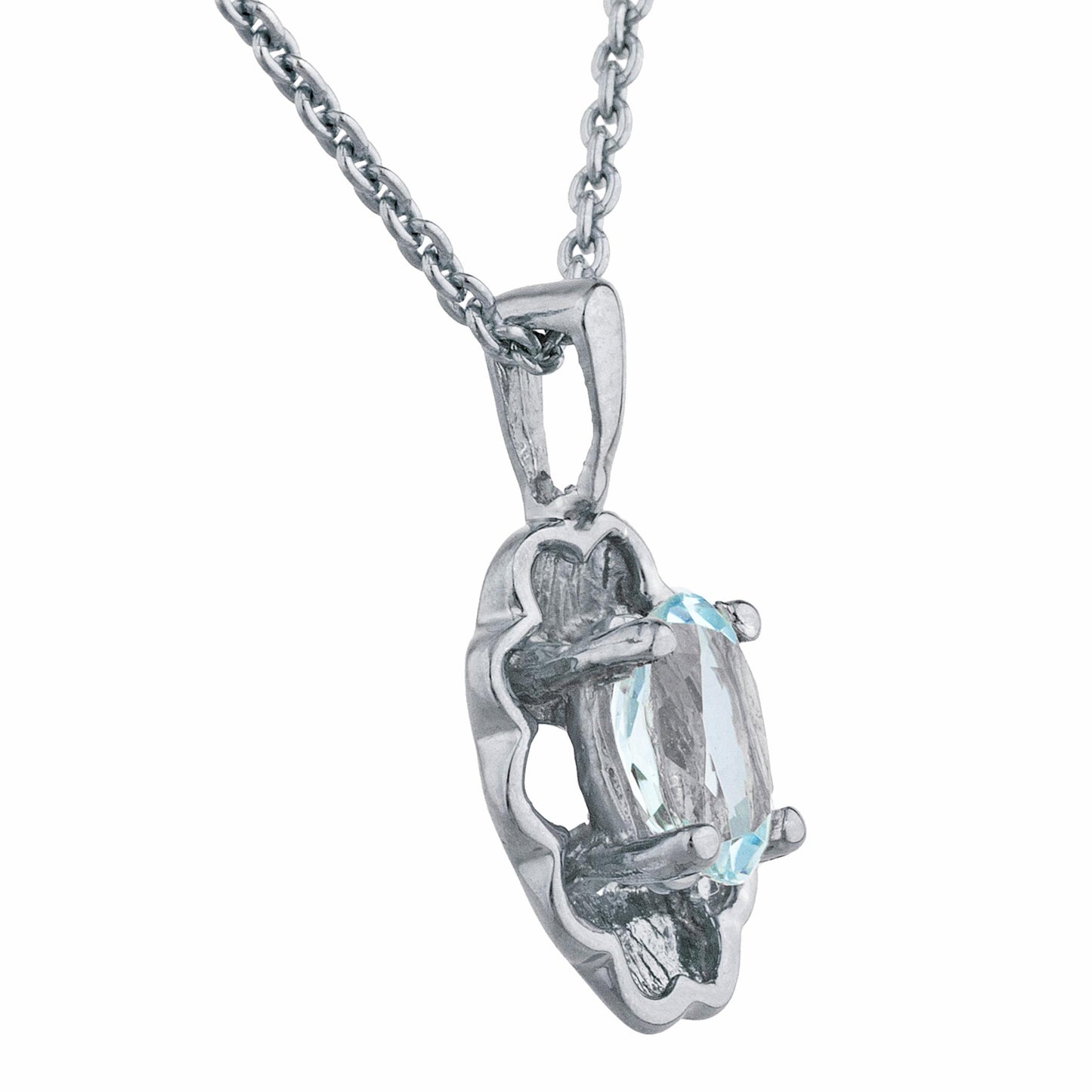 0.50 Ct Aquamarine Oval Design Pendant .925 Sterling Silver