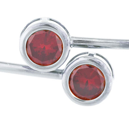 2 Ct Garnet Round Bezel Bangle Bracelet .925 Sterling Silver