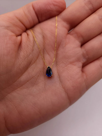 14Kt Gold Tanzanite Teardrop Pendant Necklace