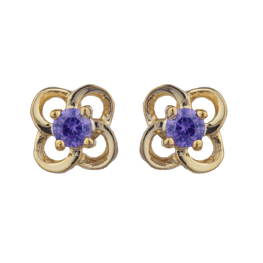 14Kt Gold Amethyst Love Knot Stud Earrings