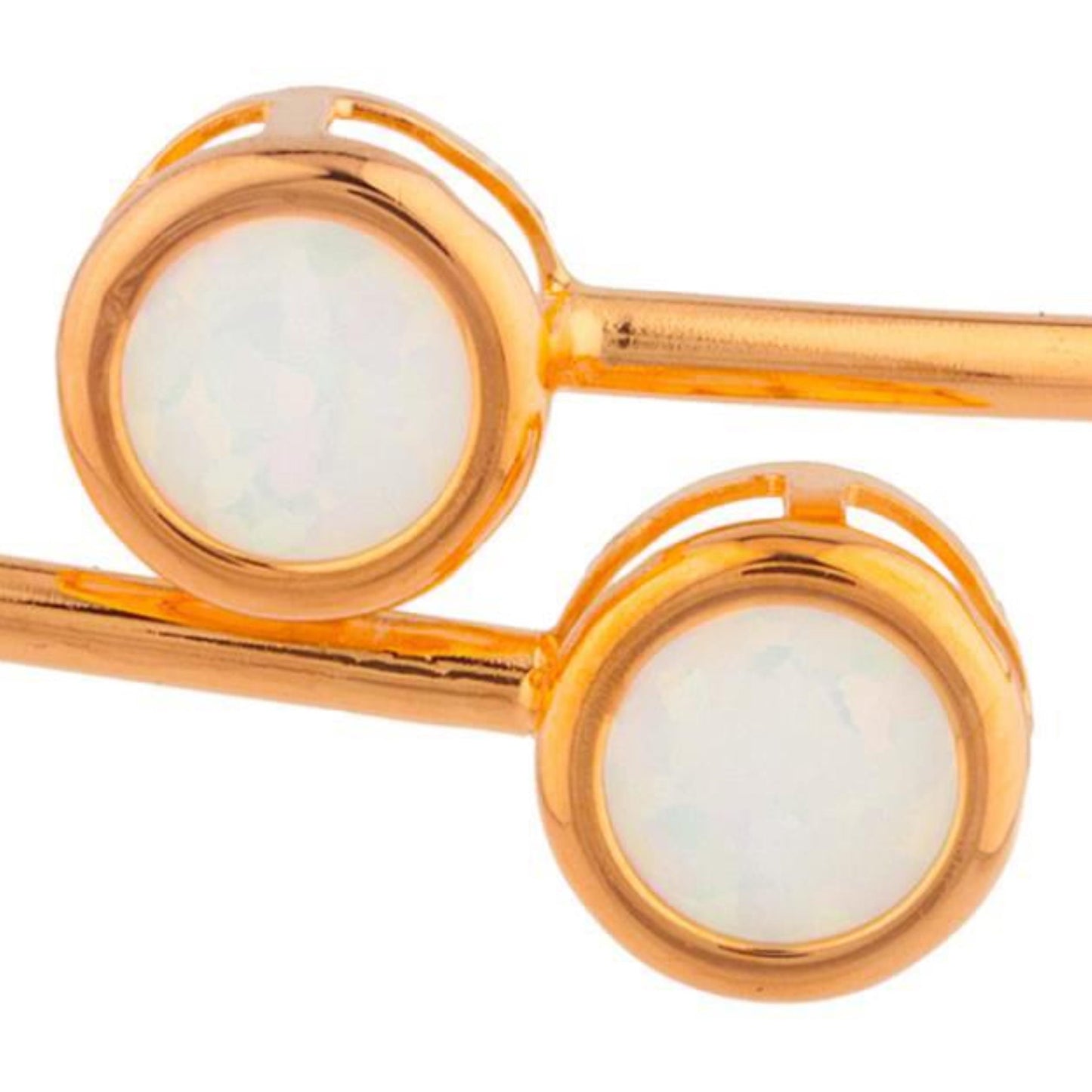 14Kt Rose Gold Plated Genuine Opal Round Bezel Bangle Bracelet