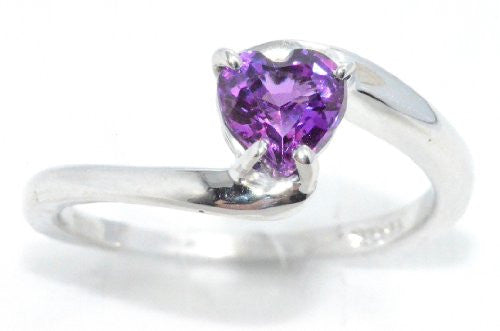 1 Ct Amethyst Heart Ring .925 Sterling Silver Rhodium Finish