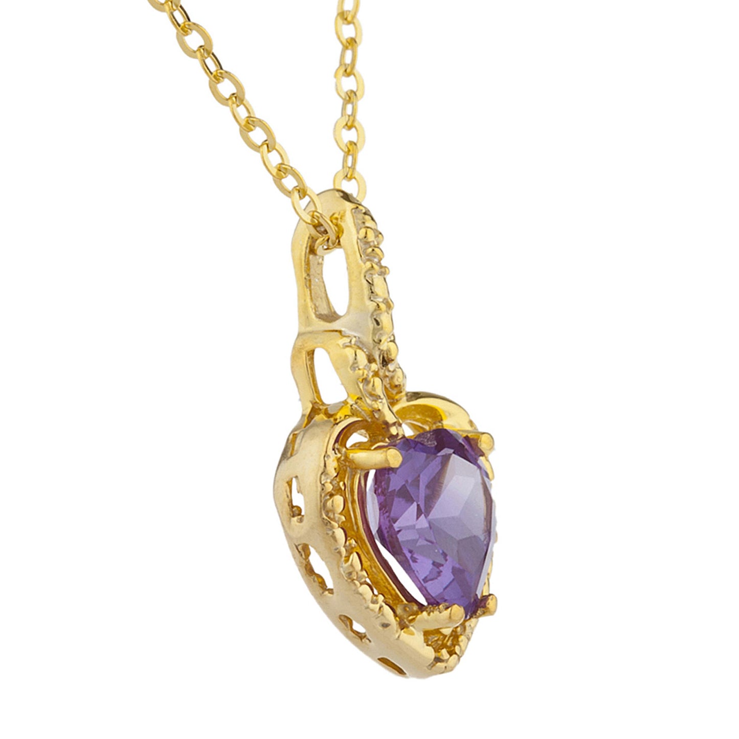 14Kt Gold Alexandrite Heart Design Pendant Necklace