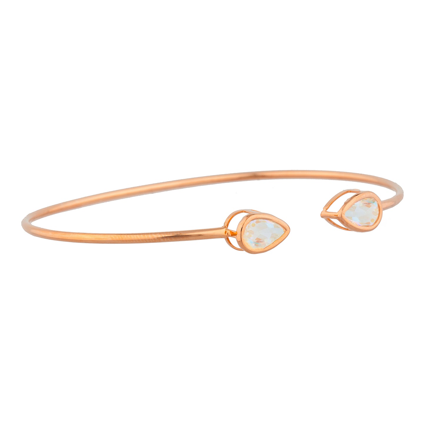 14Kt Rose Gold Plated Natural Mercury Mist Mystic Topaz Pear Bezel Bangle Bracelet