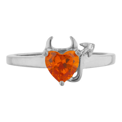 14Kt Gold Orange Citrine & Diamond Devil Heart Ring