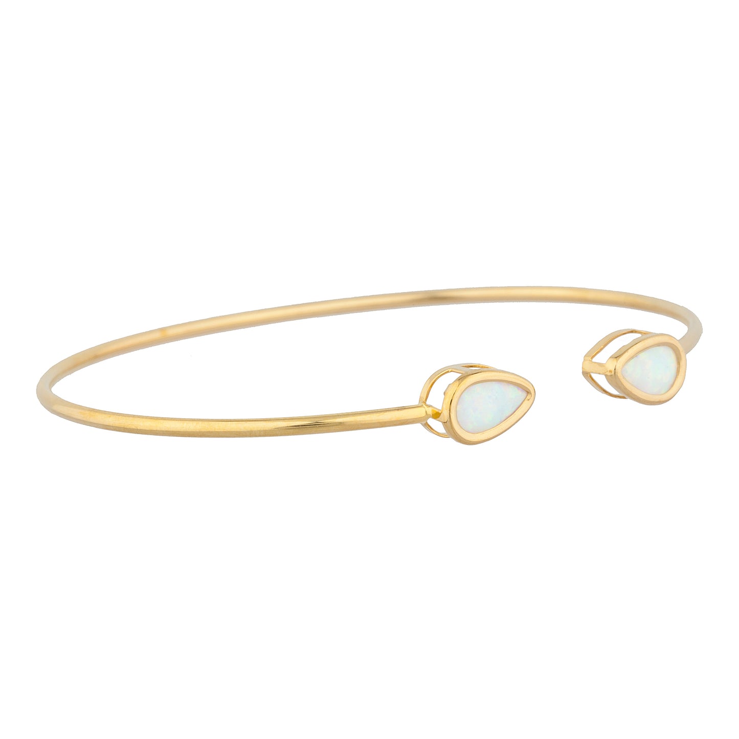 14Kt Gold Opal Pear Bezel Bangle Bracelet