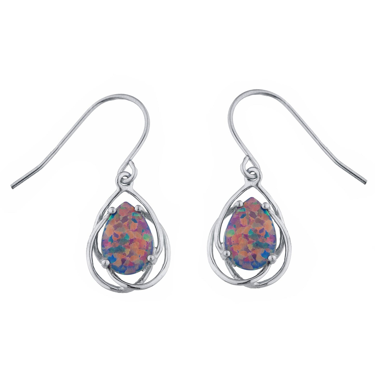 14Kt Gold Black Opal Pear Teardrop Design Dangle Earrings