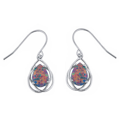 14Kt Gold Black Opal Pear Teardrop Design Dangle Earrings