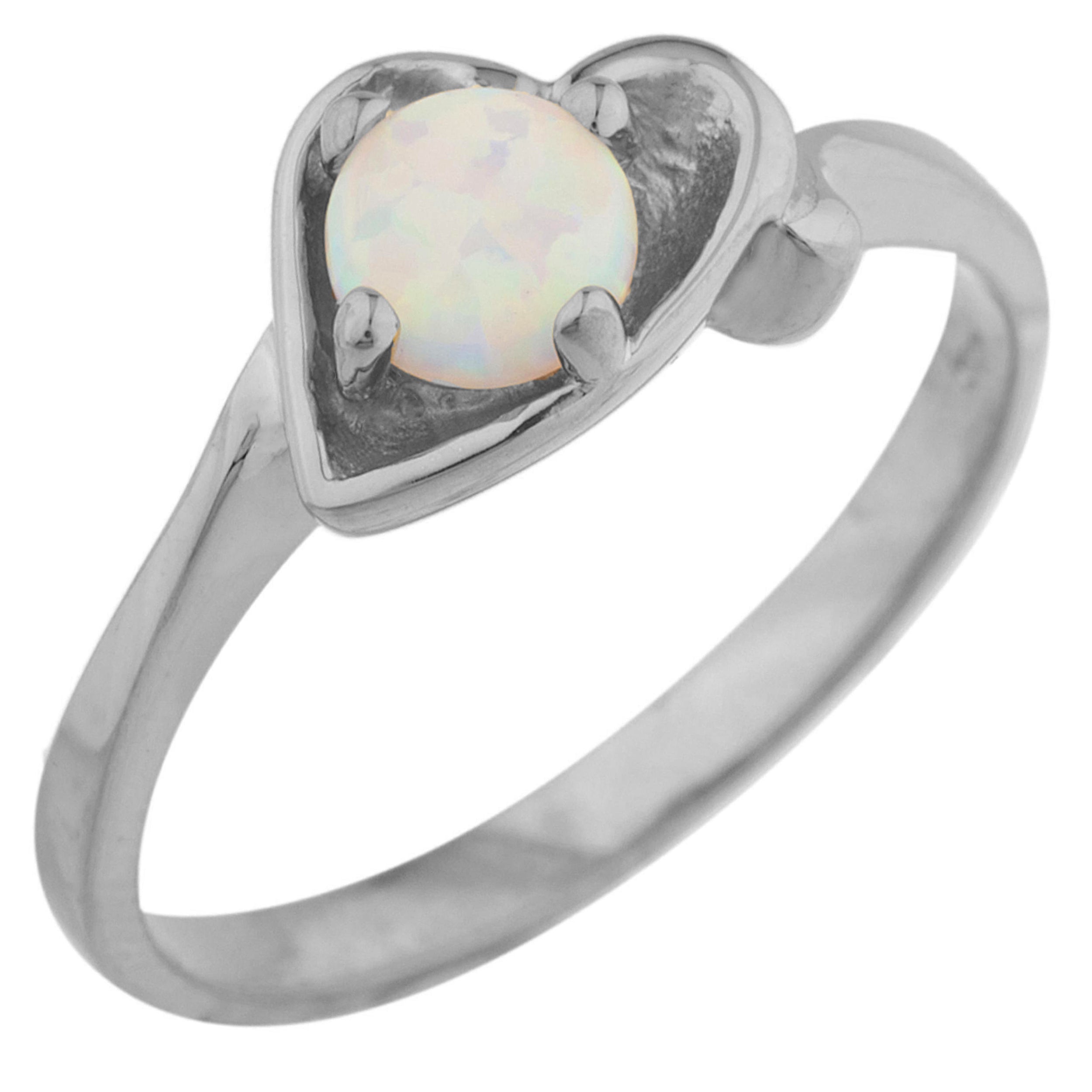 14Kt Gold Opal Round Heart Ring