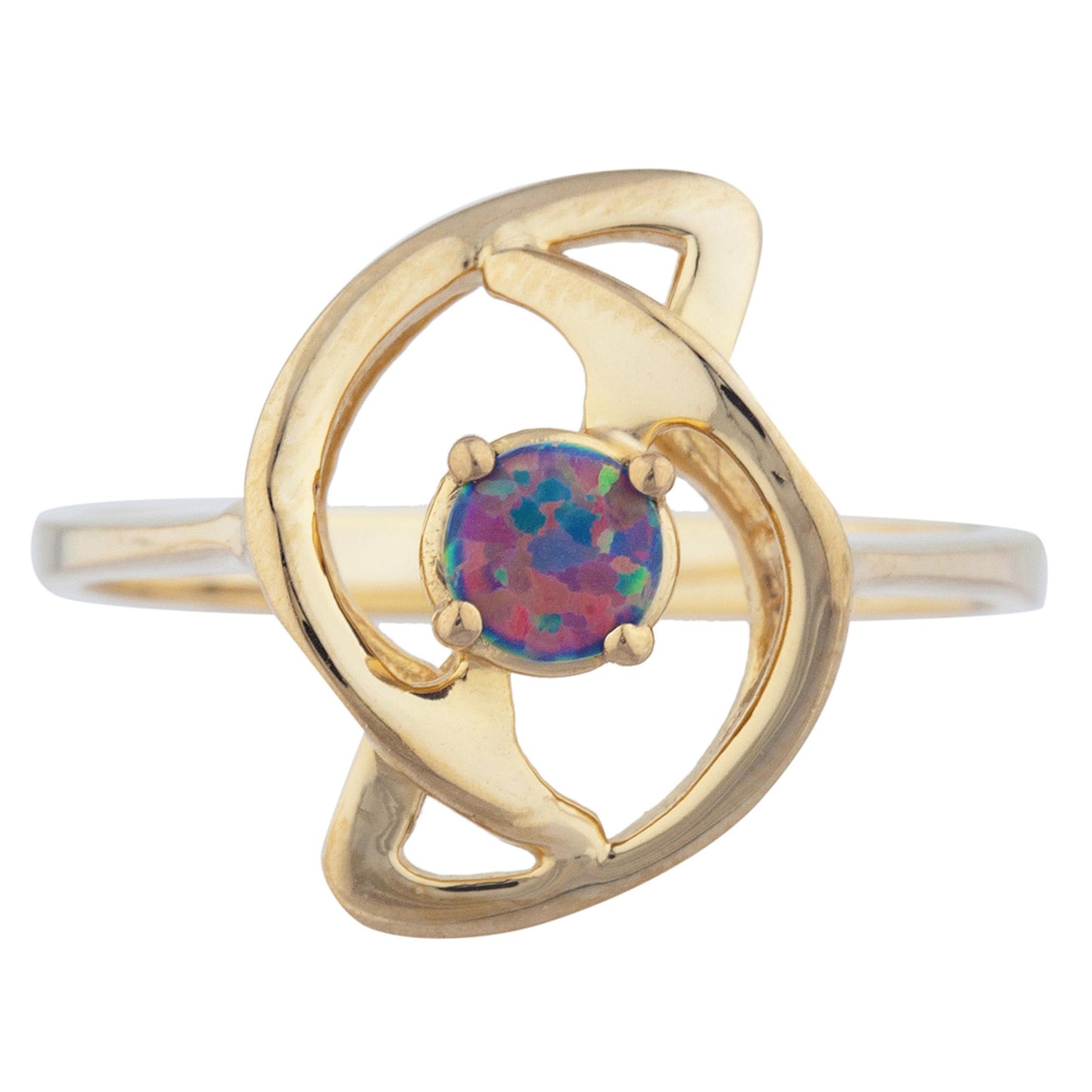 14Kt Gold Black Opal Infinity Design Ring