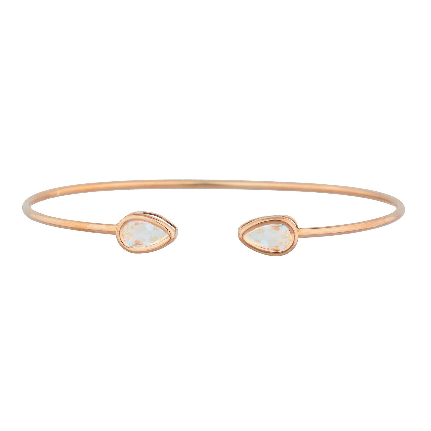 14Kt Rose Gold Plated Natural Mercury Mist Mystic Topaz Pear Bezel Bangle Bracelet