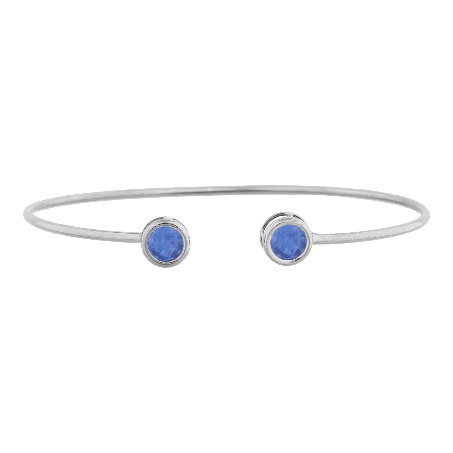 14Kt Gold Tanzanite Round Bezel Bangle Bracelet