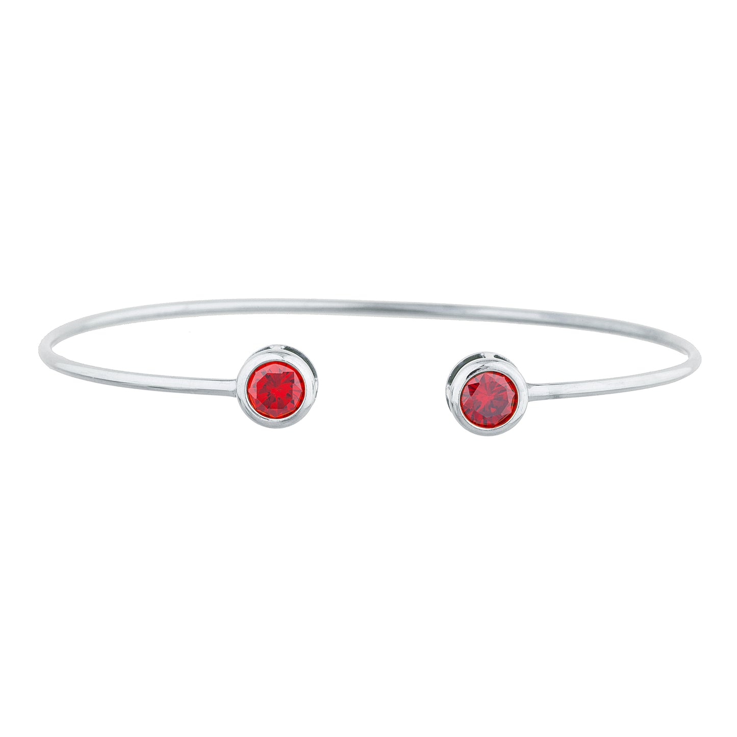 14Kt Gold Garnet Round Bezel Bangle Bracelet