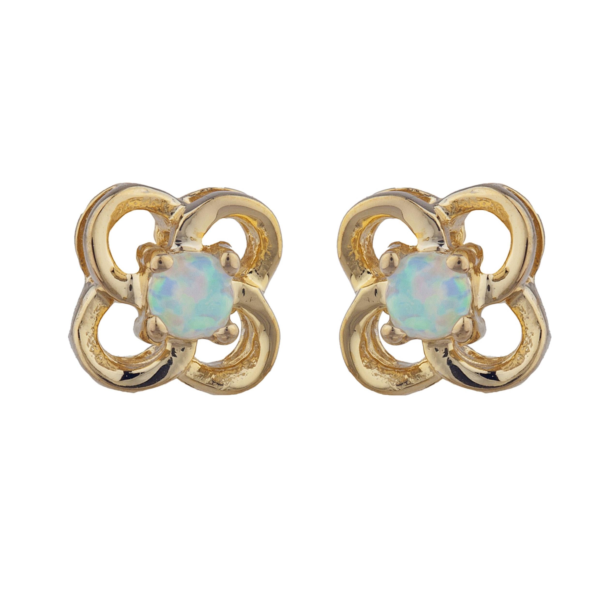 14Kt Gold Opal Love Knot Stud Earrings