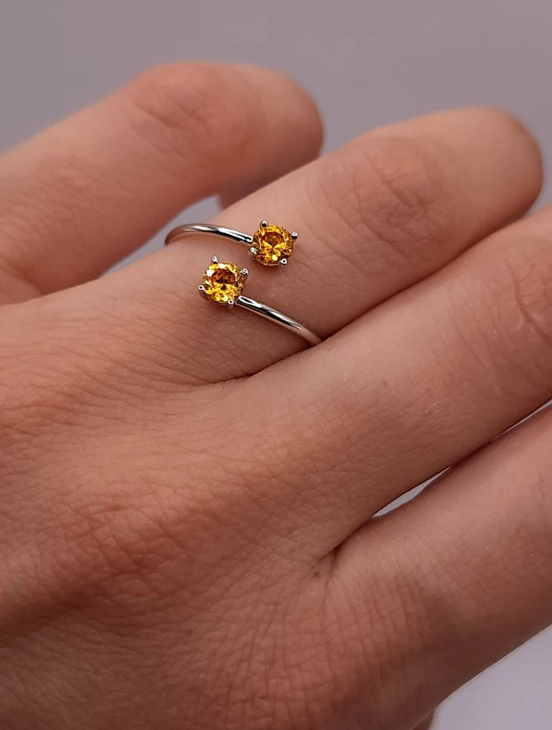 14Kt Gold 2 Stone Orange Citrine Ring