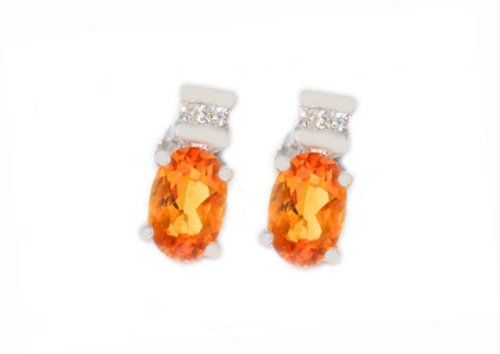 1 Ct Citrine Oval Diamond Stud Earrings .925 Sterling Silver