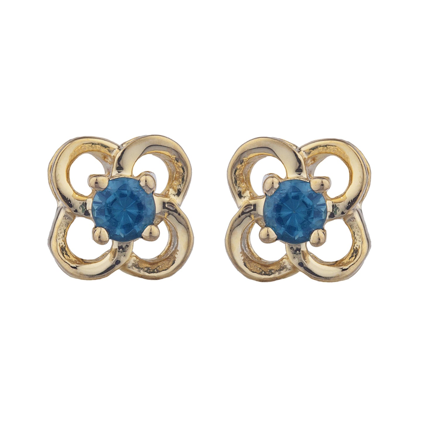 14Kt Gold London Blue Topaz Love Knot Stud Earrings