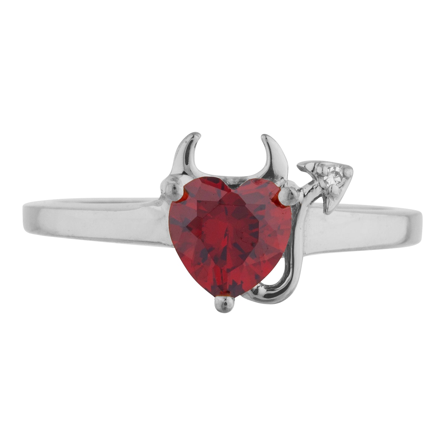 14Kt Gold Garnet & Diamond Devil Heart Ring