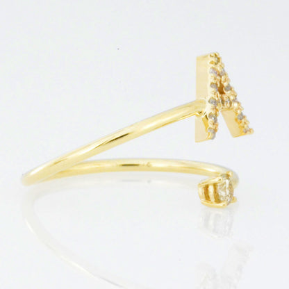 14Kt Gold Genuine Natural Diamond Initial Ring