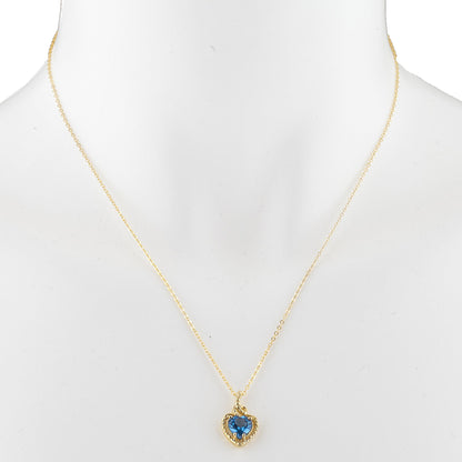 14Kt Yellow Gold Plated London Blue Topaz Heart Design Pendant