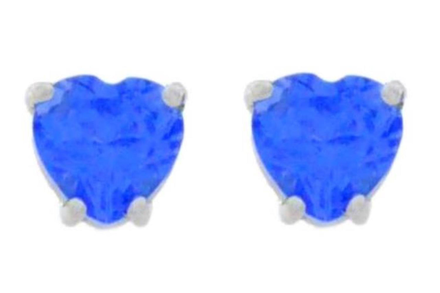 14Kt White Gold Tanzanite Heart Stud Earrings