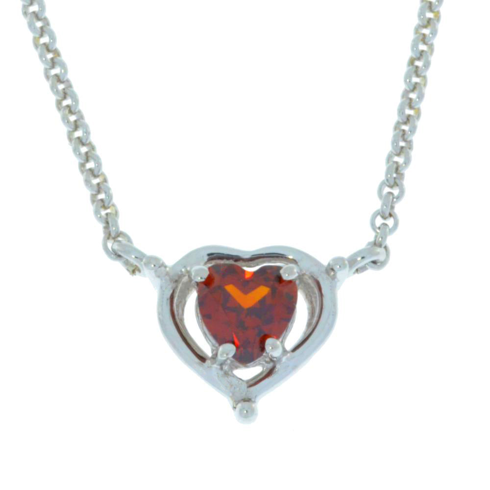 0.50 Ct Garnet Heart Pendant .925 Sterling Silver