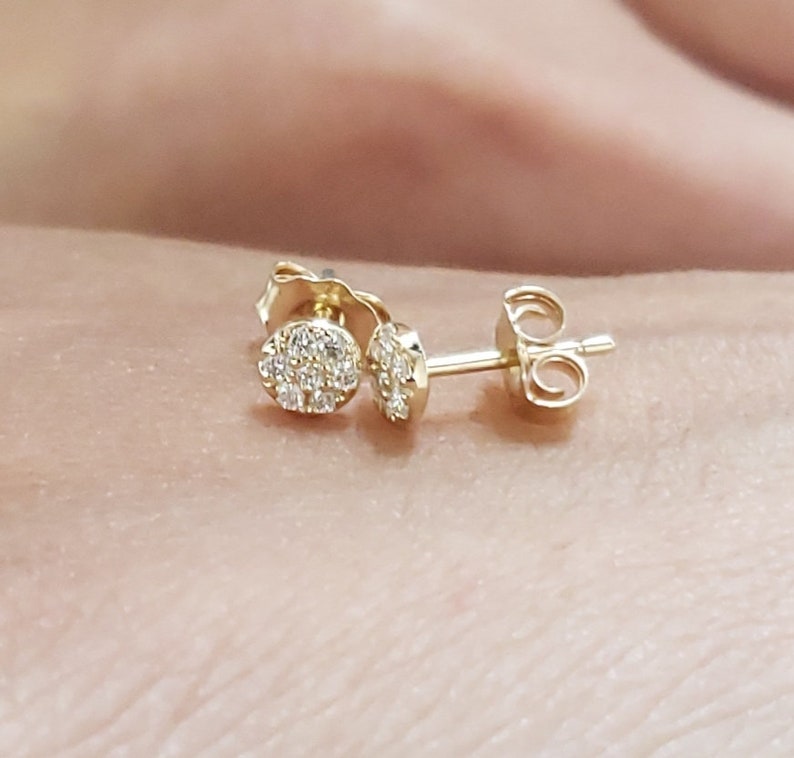 14Kt Gold Diamond Cluster Stud Earrings