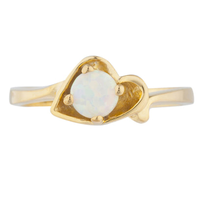 14Kt Gold Opal Round Heart Ring