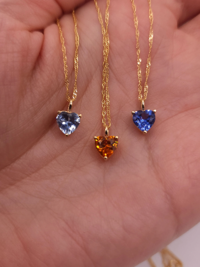 14Kt Gold Tanzanite Heart Pendant Necklace